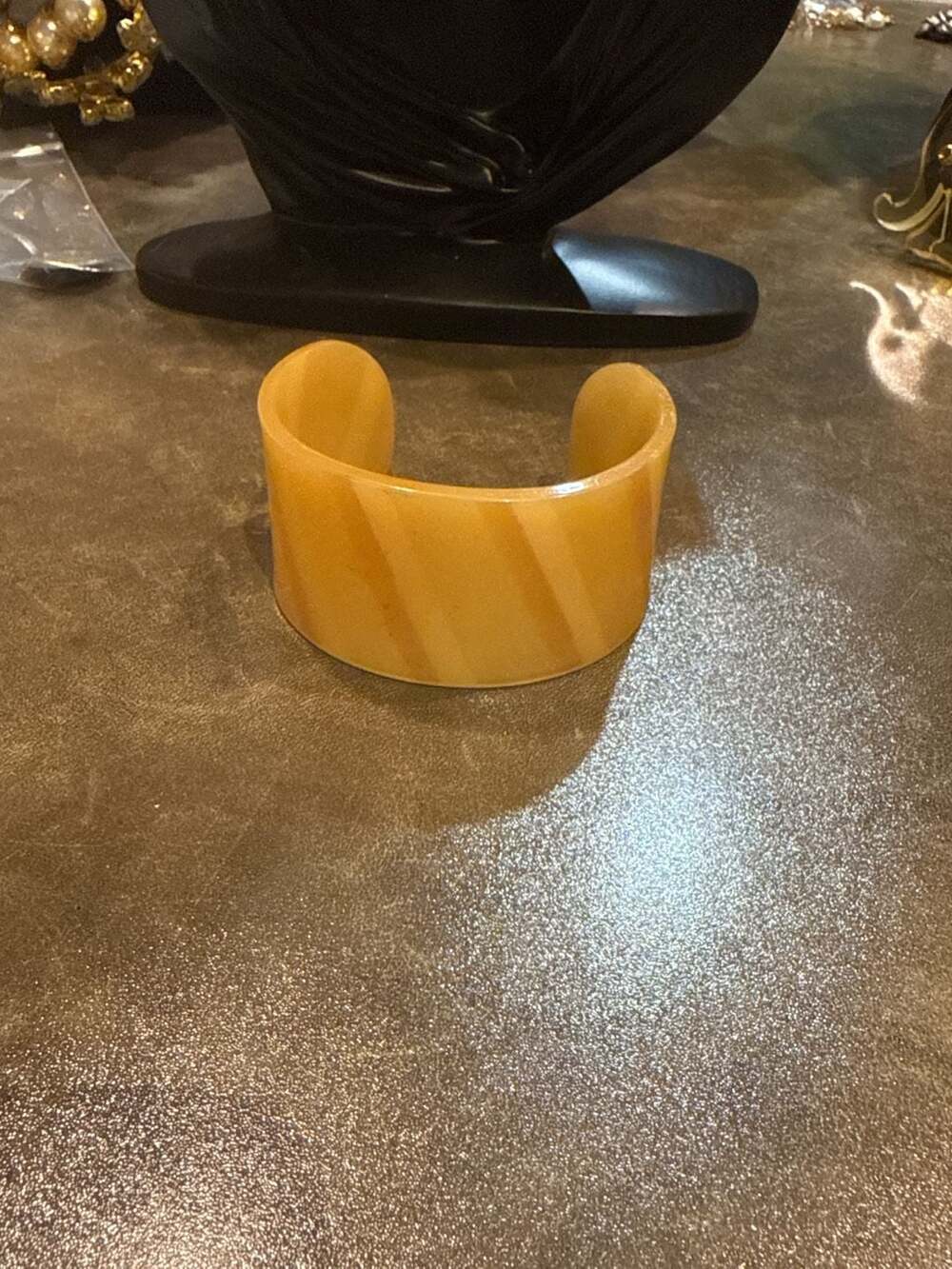 Vintage Butterscotch Swirl Marbled Cuff Bracelet